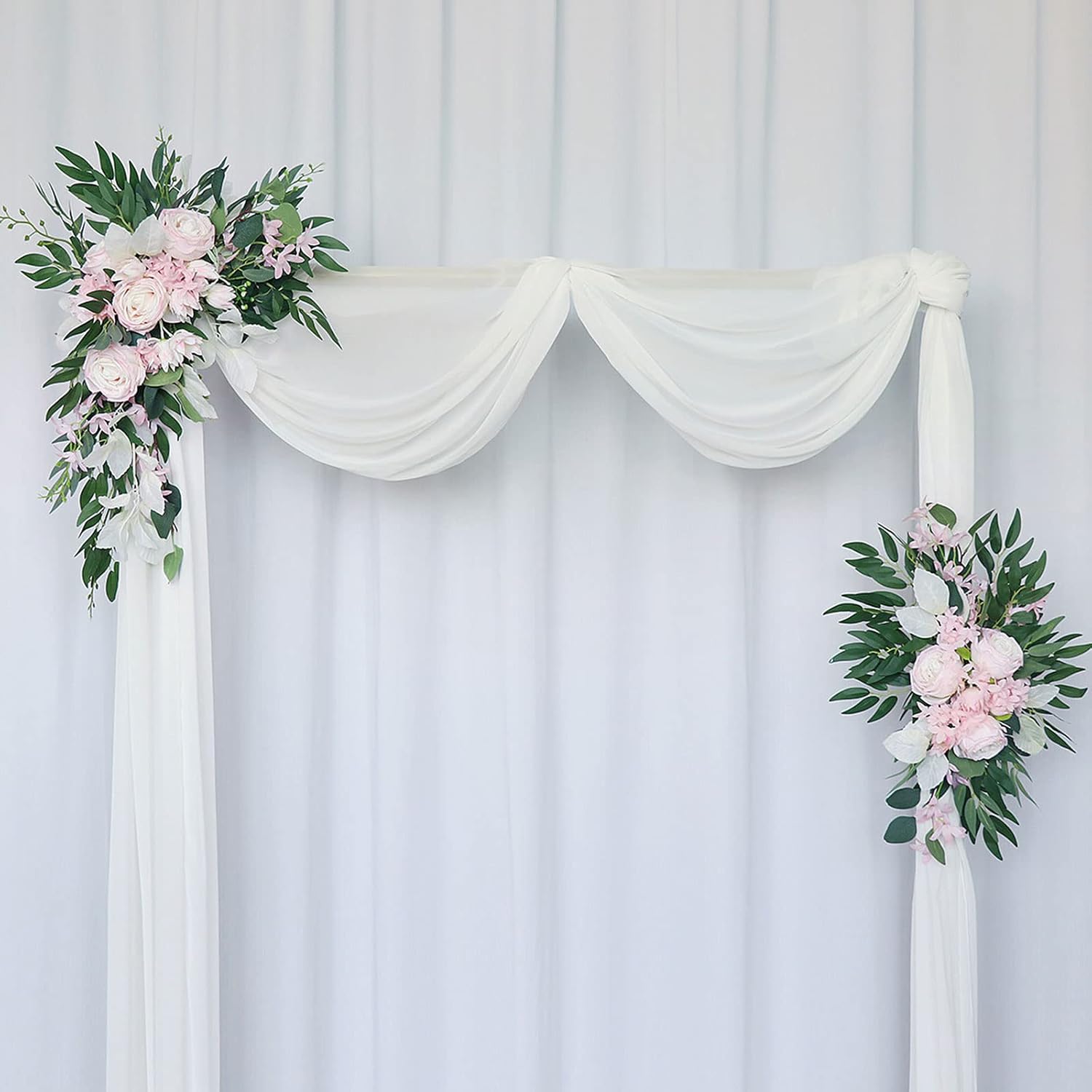 2 Pcs Artificial Flower Swag, Wedding Arch Flowers, Decoirative Eucalyptus Leaves Swag for Wedding Reception Backdrop Floral Decoration