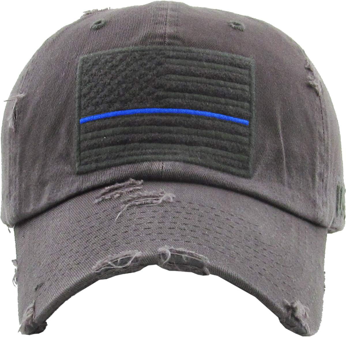 KBETHOS Flag USA America Military Thin Blue Line Thin Red Line Vintage Distressed Baseball Cap Dad Hat Unisex Adjustable - Image 2