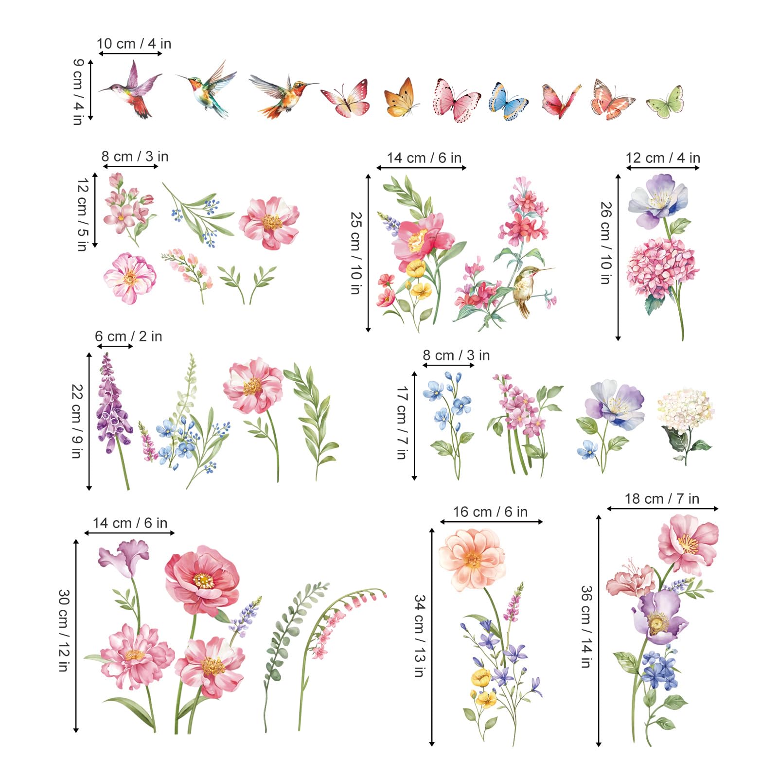 decalmile Autocollants Fenêtre Été Tulipes Fleurs Anti-Collision