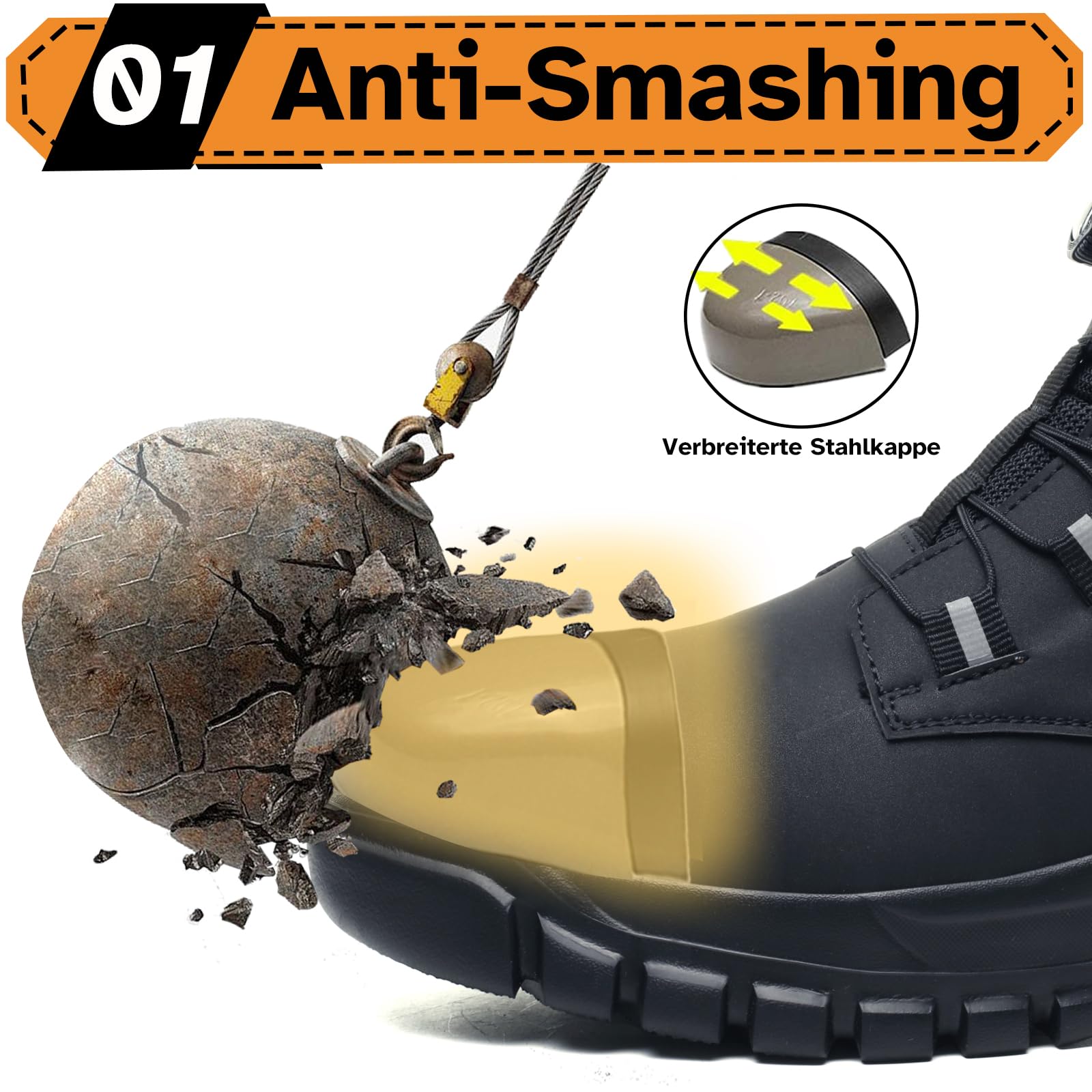 Scarpe Antinfortunistiche Uomo Donna Alte Scarpe da Lavoro Impermeabile Stivali da Lavoro Leggere Comode con Punta in Acciaio con Regolazione Rapida dei Lacci