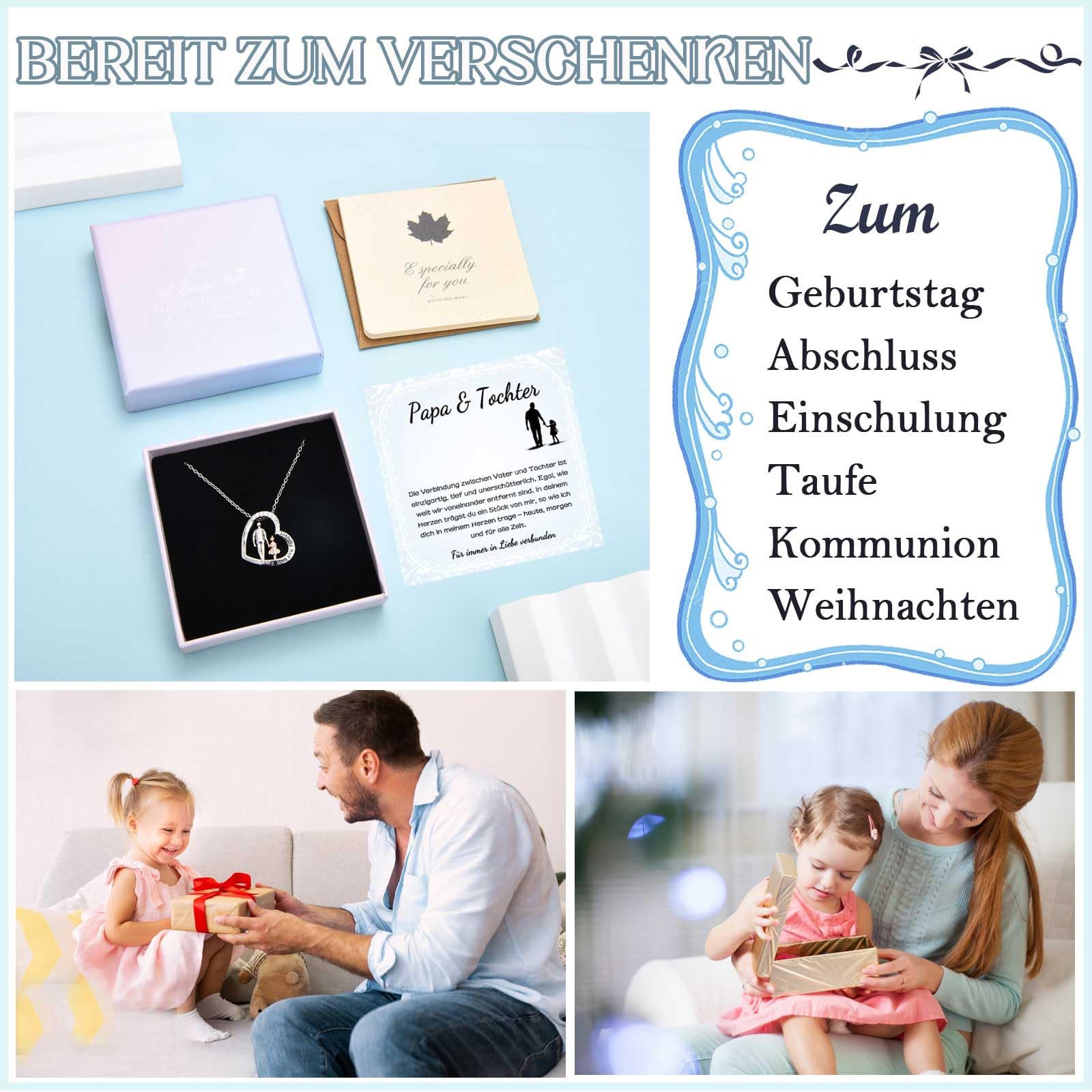 FAOMZQ Regalo per padre figlia, regalo per figlia di papà, papà e figlia con incisione, collana per compleanno, laurea, Natale, comunione, anniversario di matrimonio