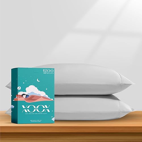 Miniatura 54 de XOOX Linen Juego de sábanas tamaño Queen 100% algodón egipcio, juego de sábanas de lujo de 1200 hilos de algodón egipcio tamaño Queen