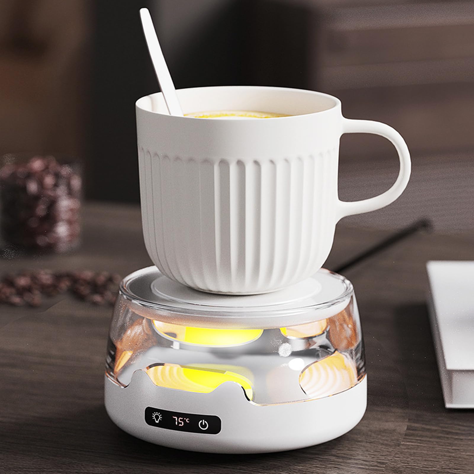 Calentador de Tazas 4 Niveles de Temperatura Antideslizante y Silencioso | Placa Calienta Bebidas para Café Té para Té Leche en Hogar Oficina Viajes
