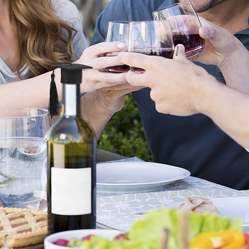 Miniatura 4 de Hicarer Paquete de 12 mini gorras de graduación 2024 con borlas, sombrero de graduación, decoración de botellas de vino para decoración de fiesta de