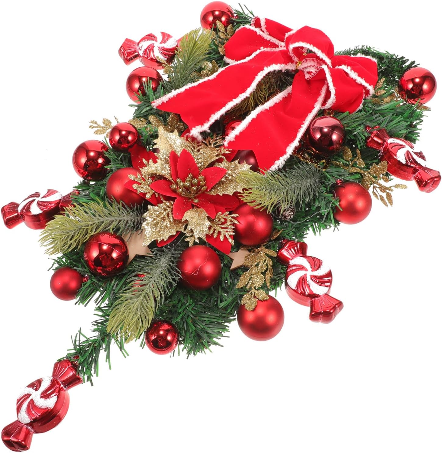 VOSAREA Stunning Christmas Garland Bowkont Teardrop Swag for Fireplace and Windows Reusable Holiday Decoration Vibrant Xmas Theme Design Easy Care and for Home Decor and Scene Layout