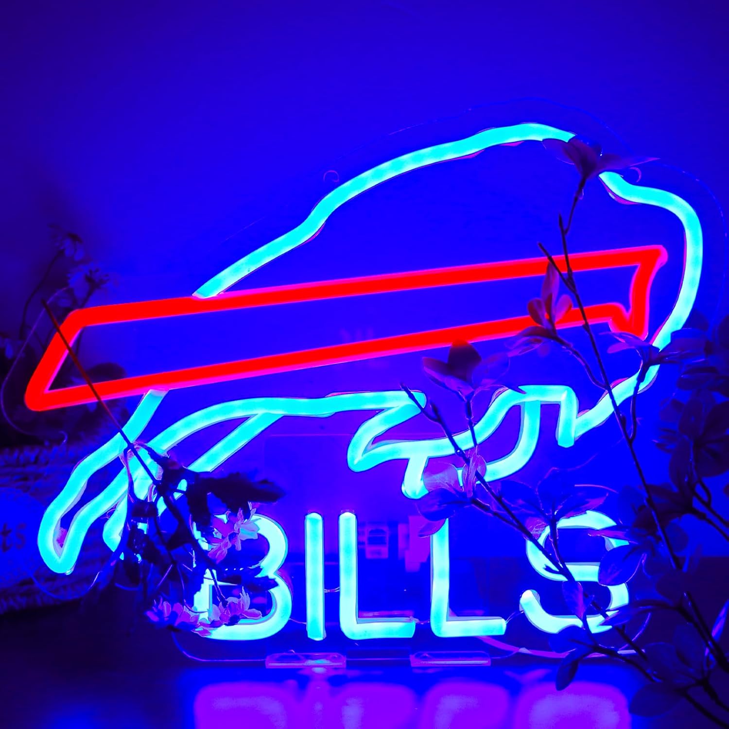 Buffalo Football Neon Signs Led Sign for Wall Decor Rugby Team Light Up Sign Suitable for Man Cave Office Bar Pub Wall Art Gifts for Teen Boys