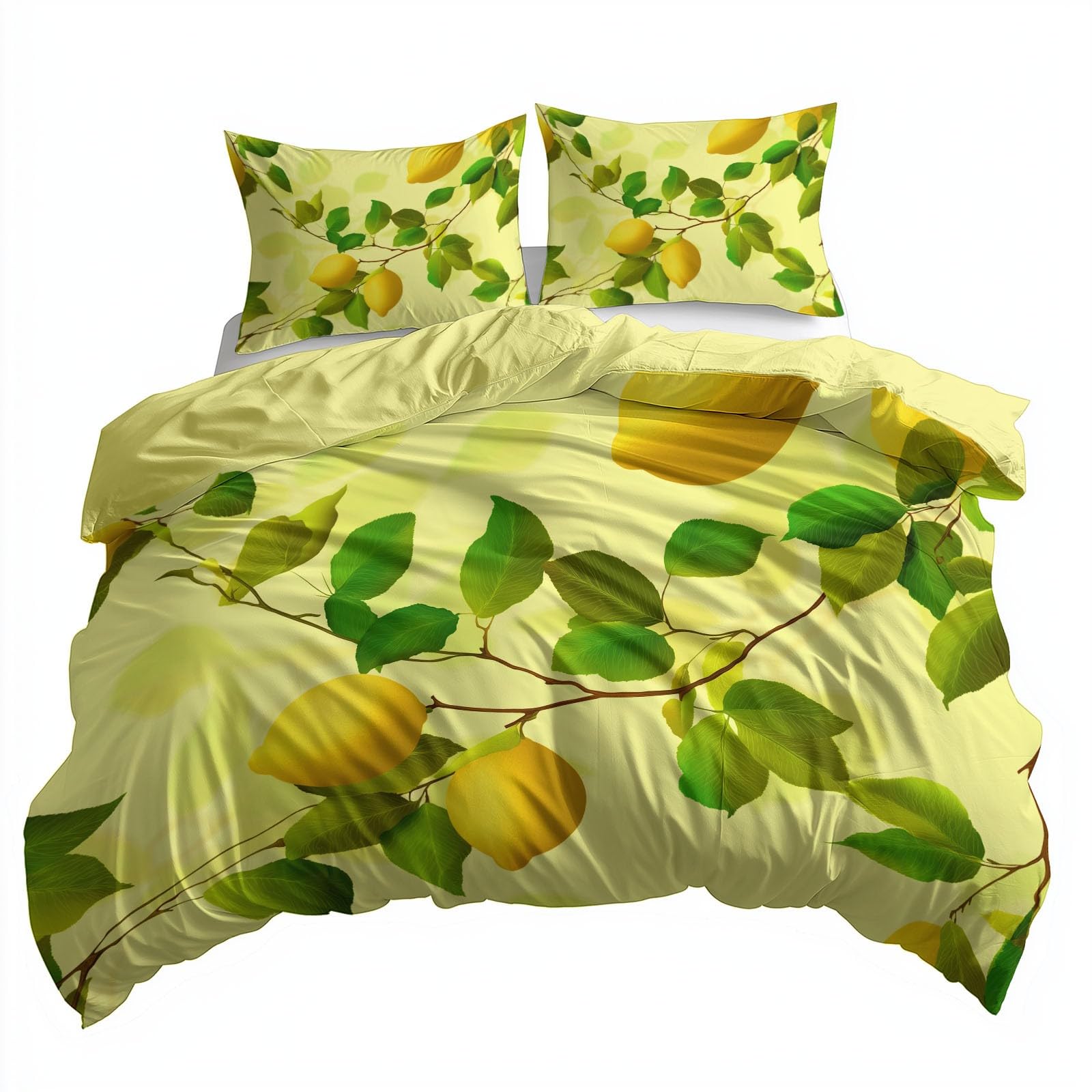 Juego de cama de 155 x 220 cm con funda de almohada, diseño de limón