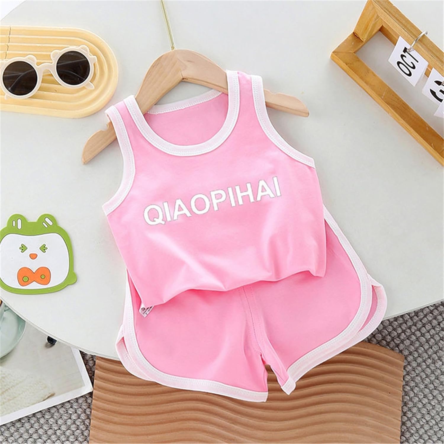 Kids Sports Shorts Sets Boys Jerseys Tracksuit 2 Piece Basketball Performance Tank Top and Shorts Set Activewear Pink 12-18 Months image 5 of 5 B0FBMBW9M3