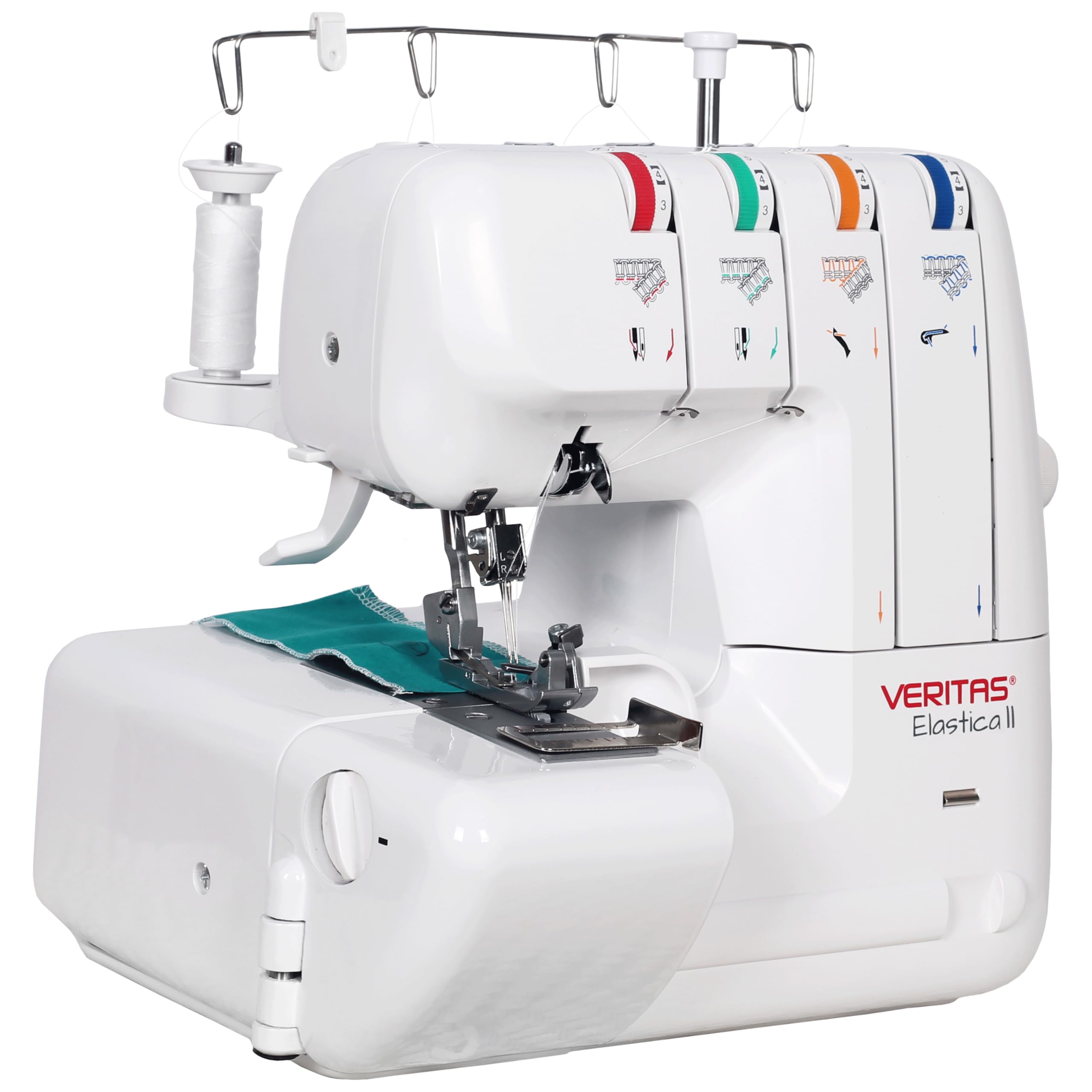 VERITAS Nähmaschine Elastica II I Overlock-Nähmaschine I Einstellbare Stichlänge & Stichbreite I 2,3 oder 4-Faden-Nähte I Fadenabschneider & LED-Nählicht I inkl. Staubschutzhülle (weiß)
