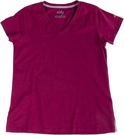 Ably Vanessa Womens Heavyweight Cotton Deep V-Neck T-Shirt | Repels Liquids, Stains, and Odors