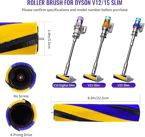 B0CFXS58SB_image_1 Augot Repuesto de cepillo de rodillo suave compatible con Dyson V8 Slim V10 Slim V12 Detect Slim V15 Detect Slim, accesorios de aspiradora de barra
