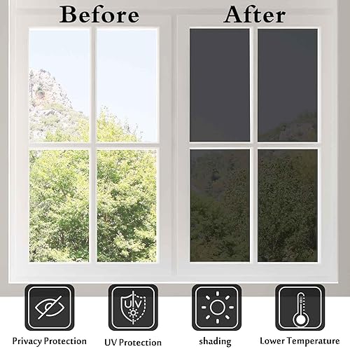 Miniatura 4 de Ohmywor Película de tinte de ventana unidireccional, película de privacidad para ventana que no se ve en reflectante, película de espejo
