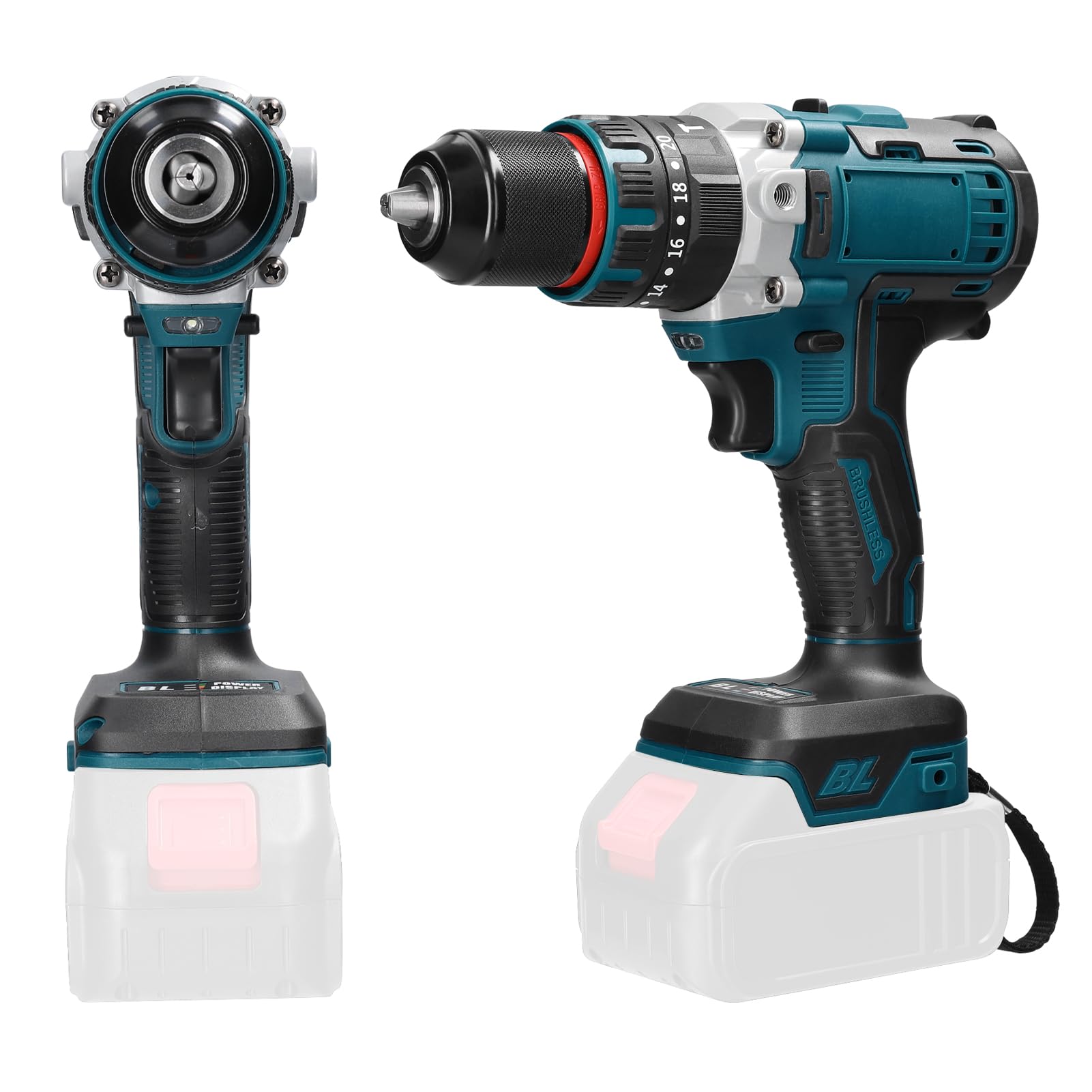 Trapano a percussione elettrico ricaricabile con motore brushless 13 mm, avvitatore elettrico a batteria, utensile elettrico per lavori pesanti, per lavori di bricolage, (senza maniglia)