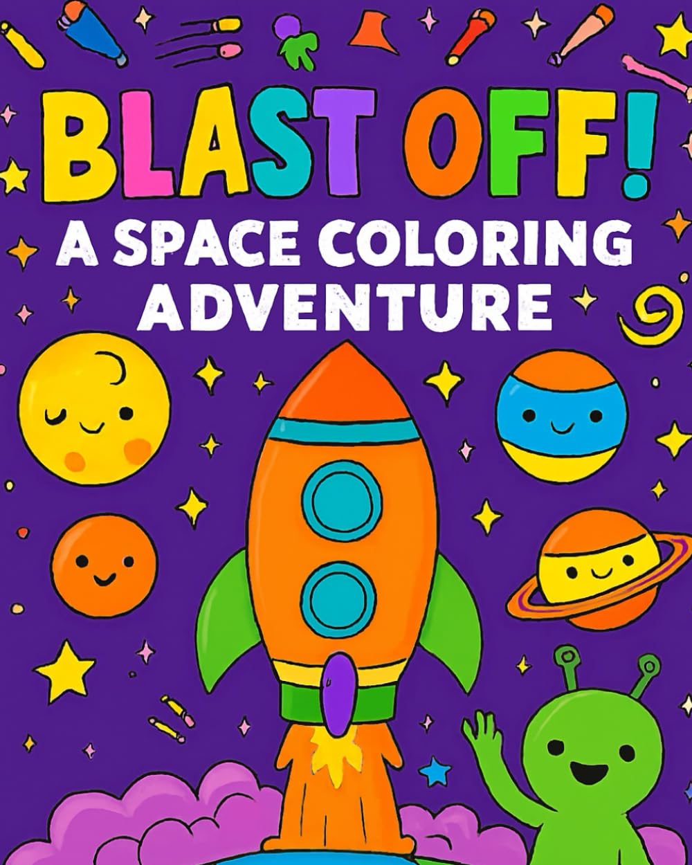 Blast Off: A Space Coloring Adventure (coloring books for kids)