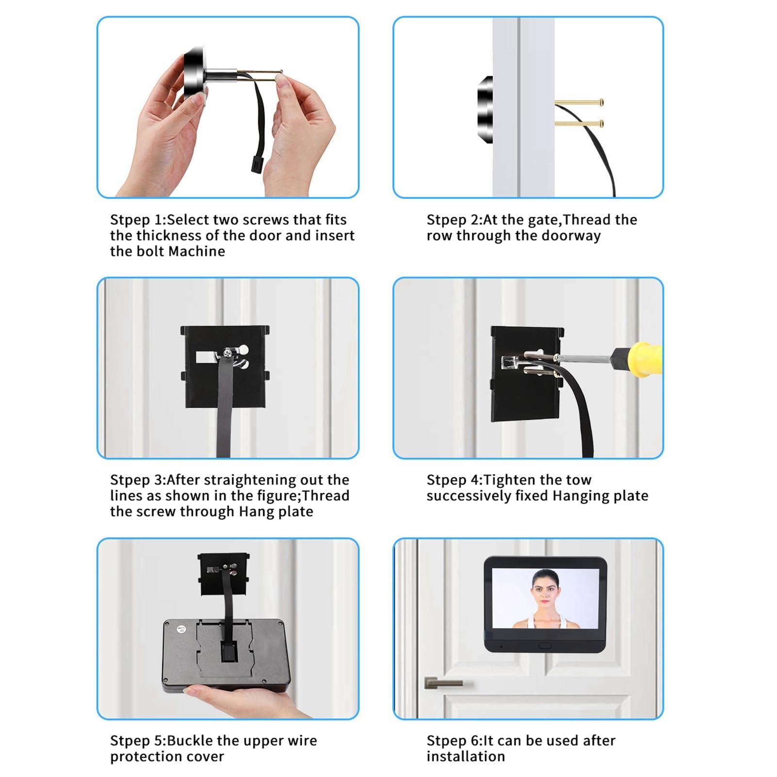 Timbre con Vídeo Inteligente, Cámara WiFi 1080P con Pantalla a Color IPS de 4,3 Pulgadas, Visión Nocturna Gran Angular de 120°, Intercomunicador de 2 Vías, Detección de