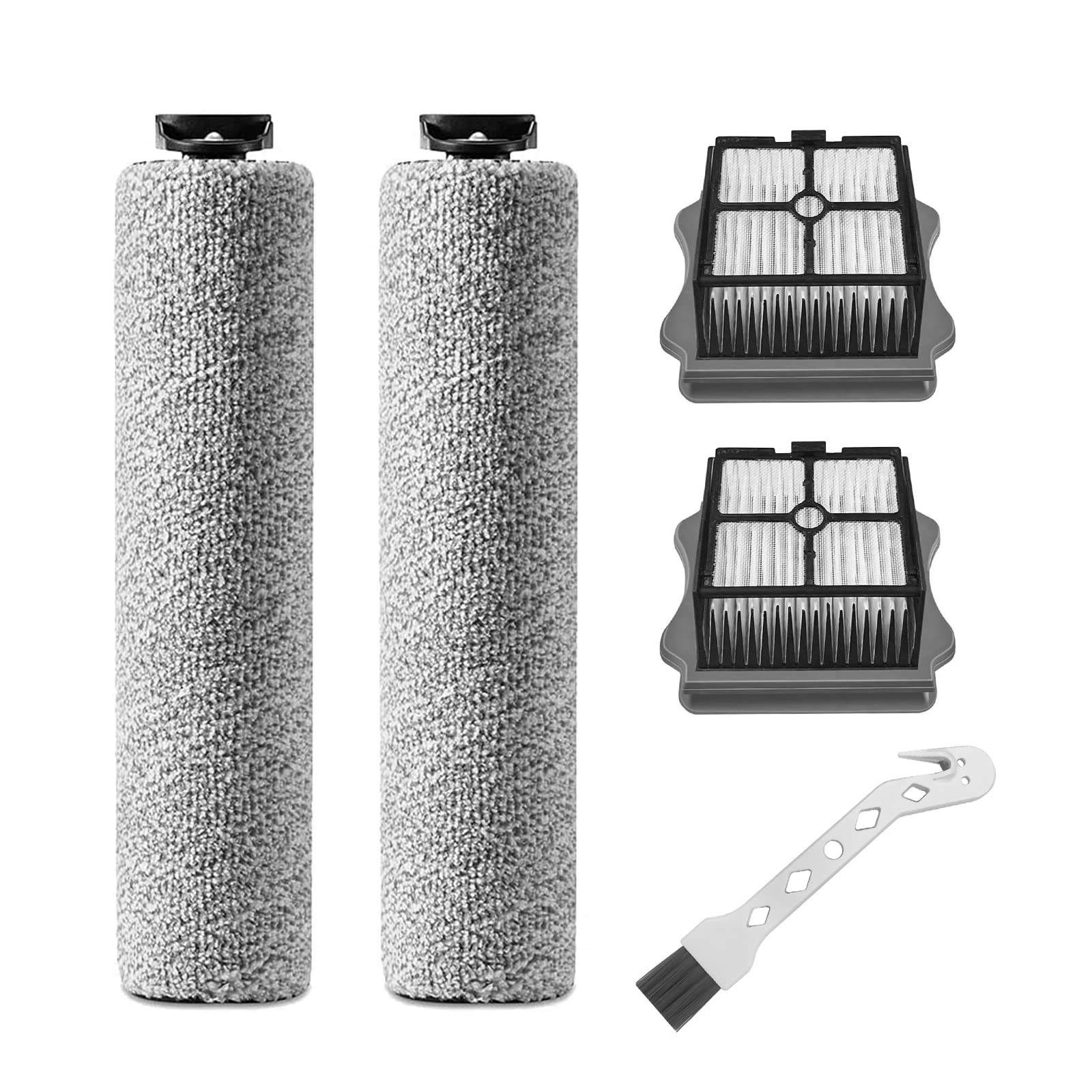 Fixbetter Brush Roller and Filter for Tineco iFloor 3 / Floor ONE S3 Cordless Wet and Dry Vacuum Cleaner Replacement Parts, 2 Brush Roller + 2 Filters + 1 Cleaning Brush