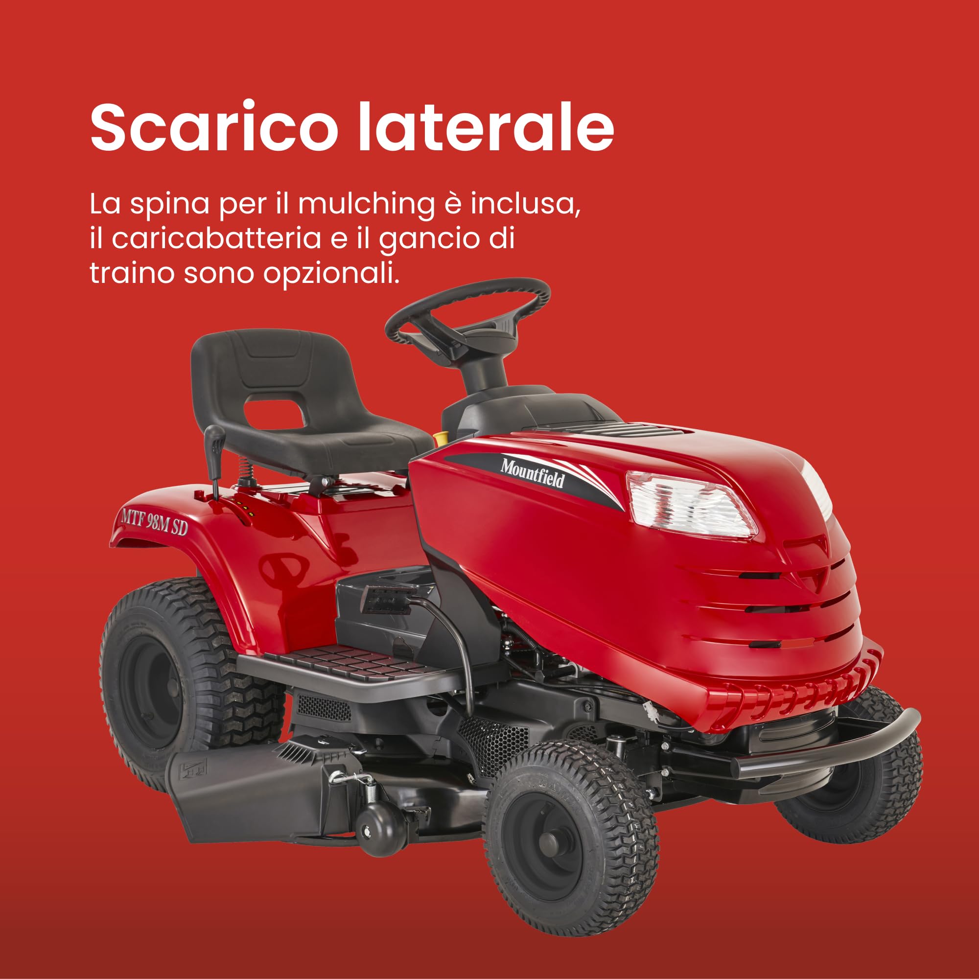 Mountfield Trattorino Da Giardino MTF 98M SD, 98 cm, 352 cc – Scarico Laterale, Kit Mulching E Gancio Traino Incl. – Prati Fino A 8.000 m²