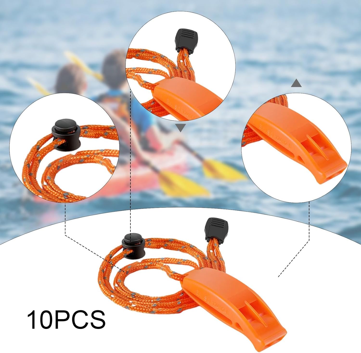 YIJU 10 Pieces Emergency Whistle Survival Practical with Back Clip Loud Safe Whistle with Lanyard for Camping Kayak Hiking