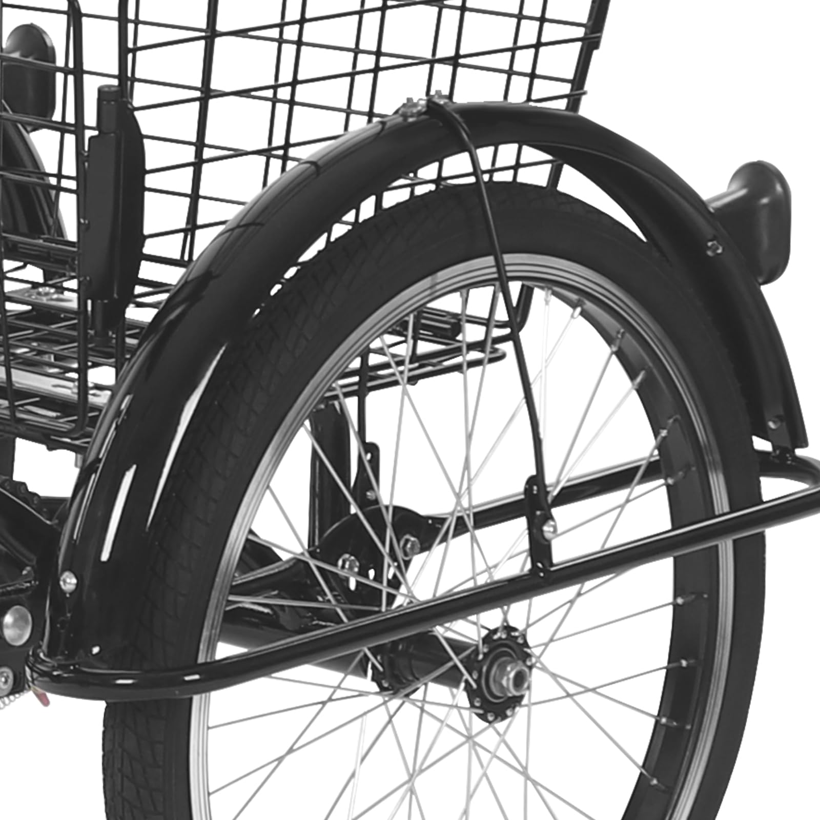 Dreirad für Erwachsene 20 Zoll 3 Rad Fahrrad mit Einkaufskorb Erwachsenendreirad bis 264.55lb Belastbar Dreirad höhenverstellbar Tricycle Fahrrad Cruiser Bikes für Senioren, Schwarz