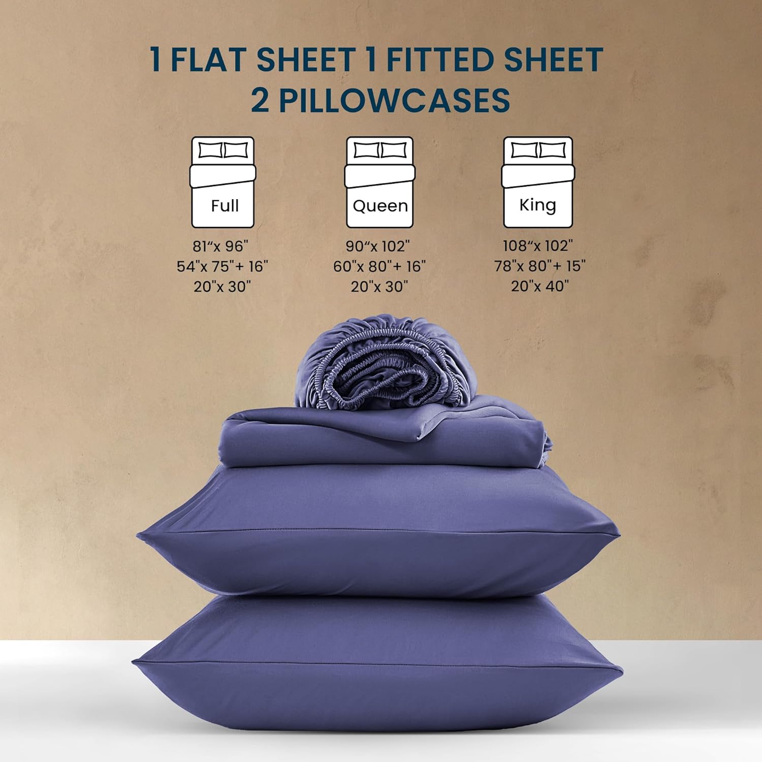 SLEEP ZONE Full Sheets Set - 4 Piece Bedding - Jersey Knit Cooling Sheet Set - Soft and Fade Resistant - Easy Care - Deep Pocket (Full,Navy) - Image 6
