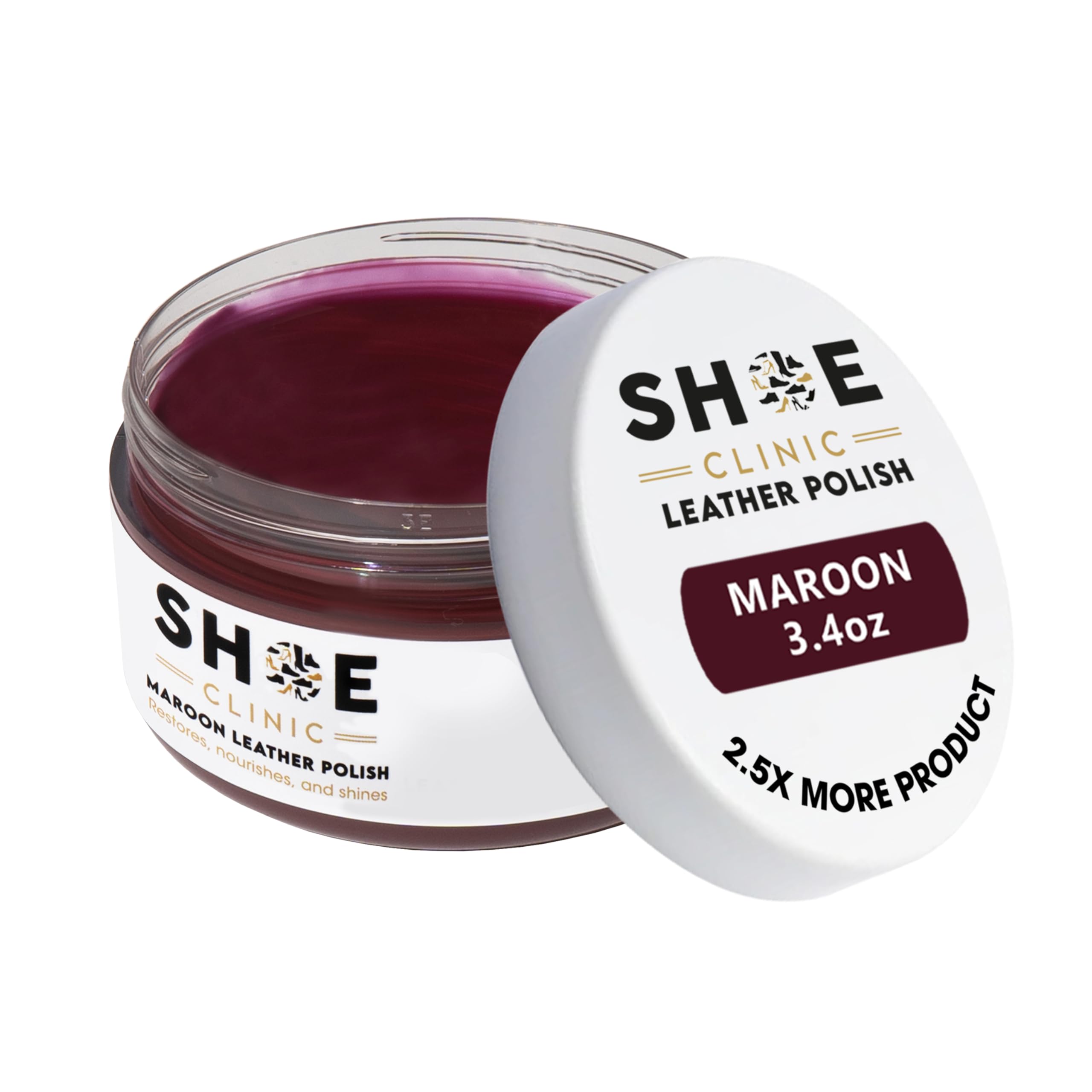 Shoe Clinic Leather Shoe Polish | For Polishing Boot, Shoes & Footwear | Restore Natural Colour & Shine | Polishes in Neutral, Clear & Colours (Maroon) | 100ml