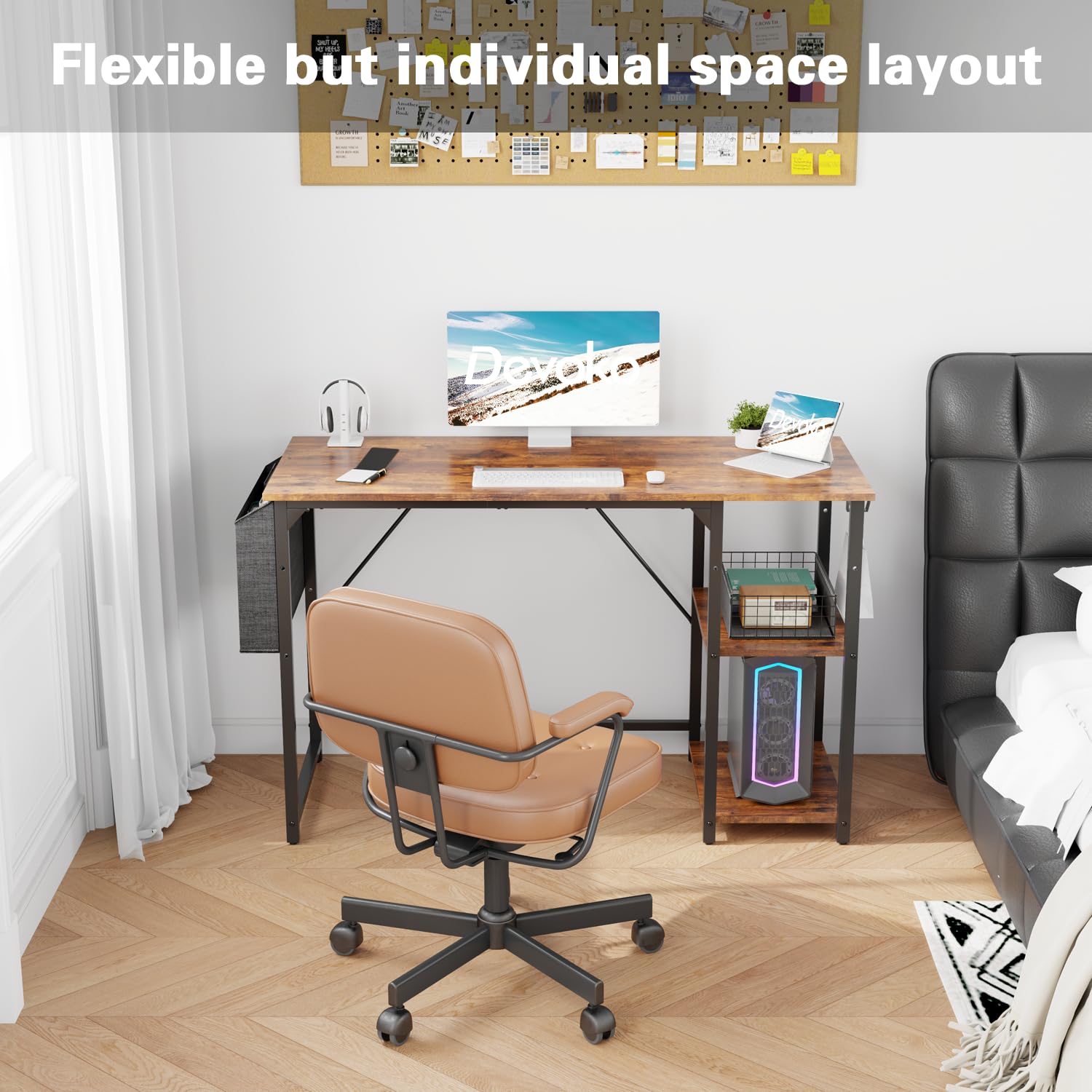 Lona Bureau 140x50 cm, pieds en U, blanc/argenté