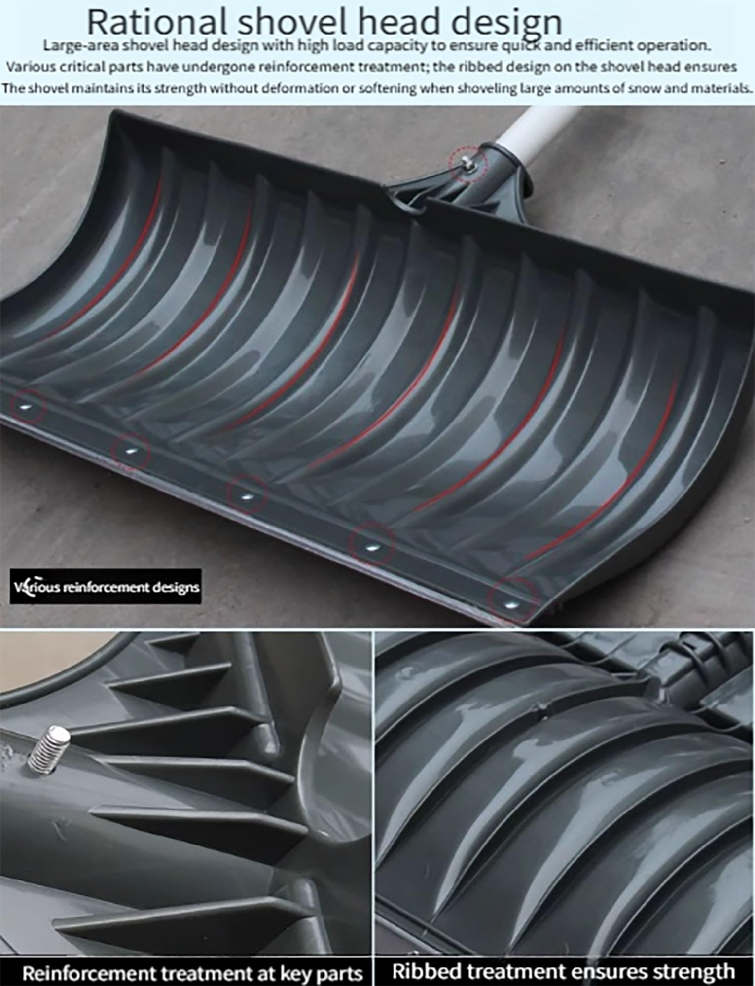 Schneeschaufel, große Kapazität, leicht, Aluminium, Schneeschaufel mit Eiskratzer, für Garten, Auto, Camping, Outdoor, Winter