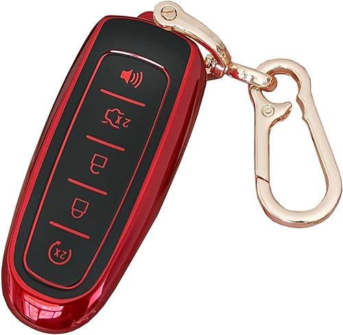 Miniatura 7 de Funda para llavero Ford con control remoto sin llave, con llavero para Ford C-Max Edge Escape Expedition Explorer Flex Focus Taurus Lincoln MKS MKT