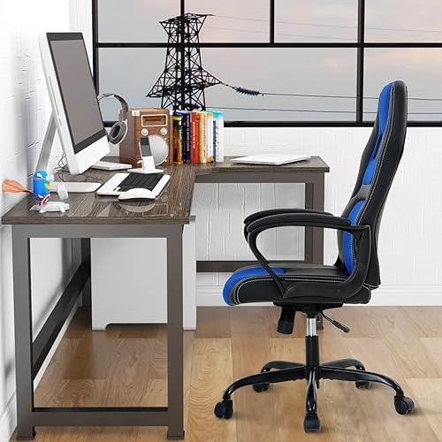 Miniatura 6 de Silla de juegos, respaldo alto, transpirable, de piel sintética, silla de computadora, silla ergonómica de juegos de altura ajustable con soporte
