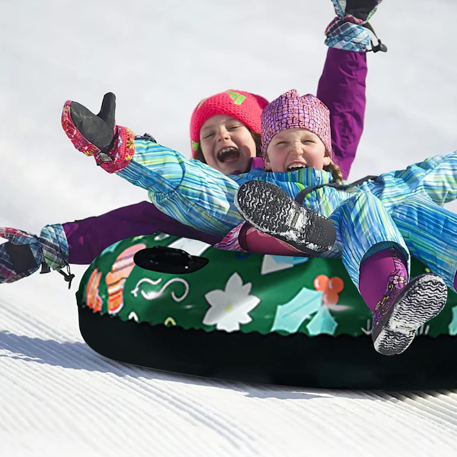 Snow Toy Winter Inflatable Ski Circle Ski Circle with Handle Durable Children Adult Snow Tube Skiing Thickened Floated Sled