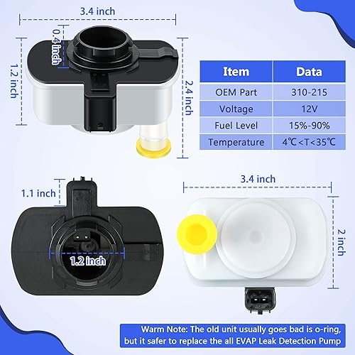 Miniatura 3 de Dreyoo Sistema de emisiones evaporativas Bomba de detección de fugas compatible con Dorman 310-215, la bomba de detección de fugas de combustible de