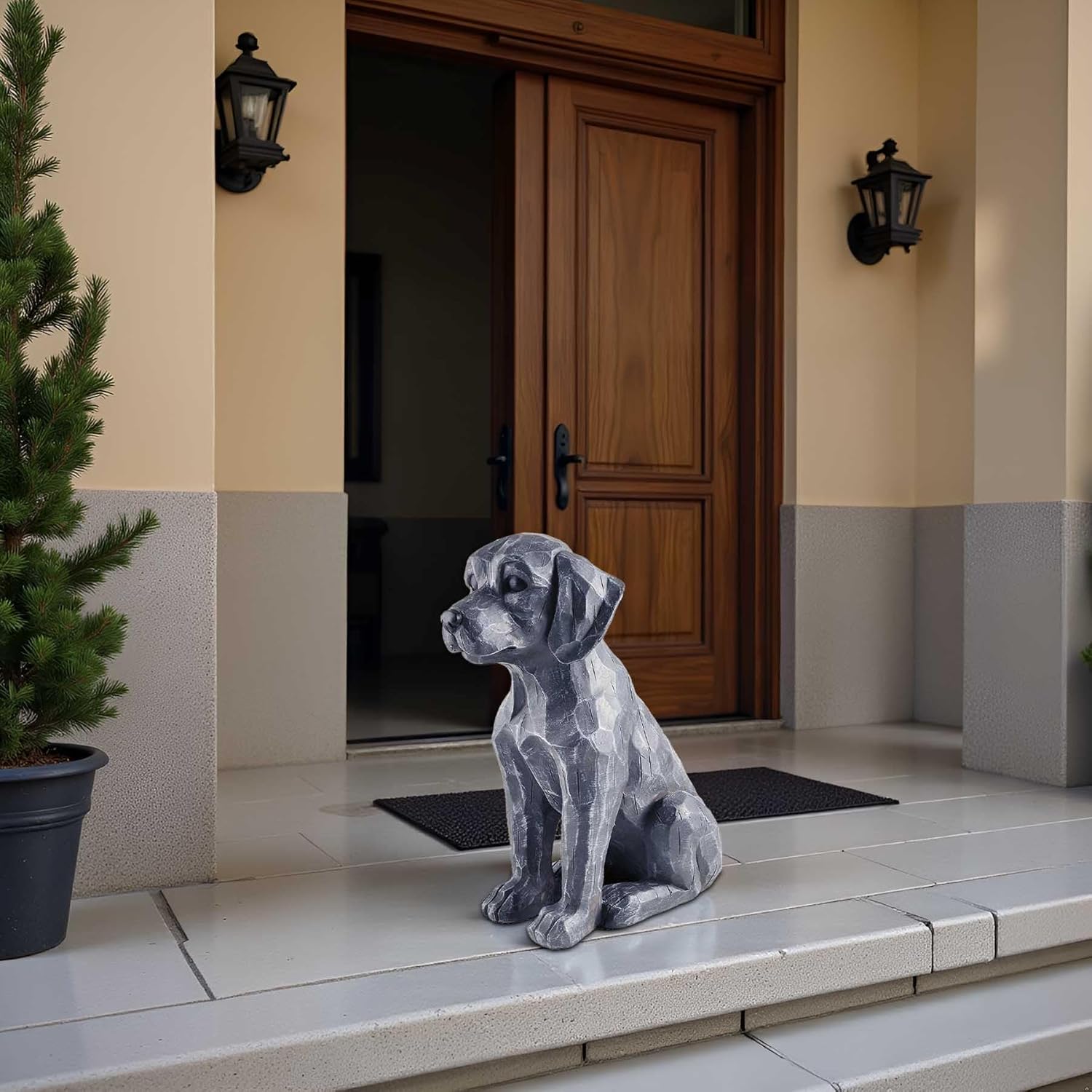 Black Labrador Retriever Gifts Black Lab Yard Ornaments Garden Dog Statues and Figurines Outdoor Resin 11.3 Inch Tall