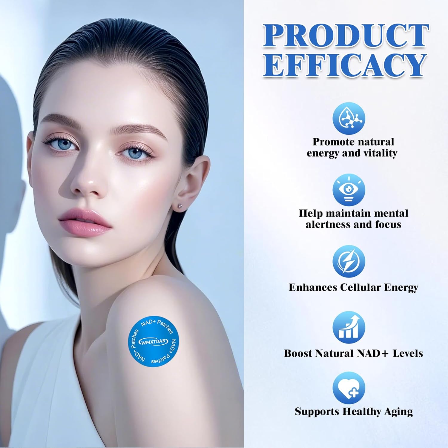 NAD+ Patches | Promote Daily Vitality & Healthy Aging | Support Cellular Energy & Metabolism | 8-Hour Timed Release (60)