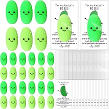 Wettarn 30 Sets Emotional Luminous Pickle Stress Ball Bulk End of Year Gift from Teacher Graduation Gift Inspirational Pickle Squeeze Mini Stress Relief Ball Positive Card for Coworker Employee Nurse