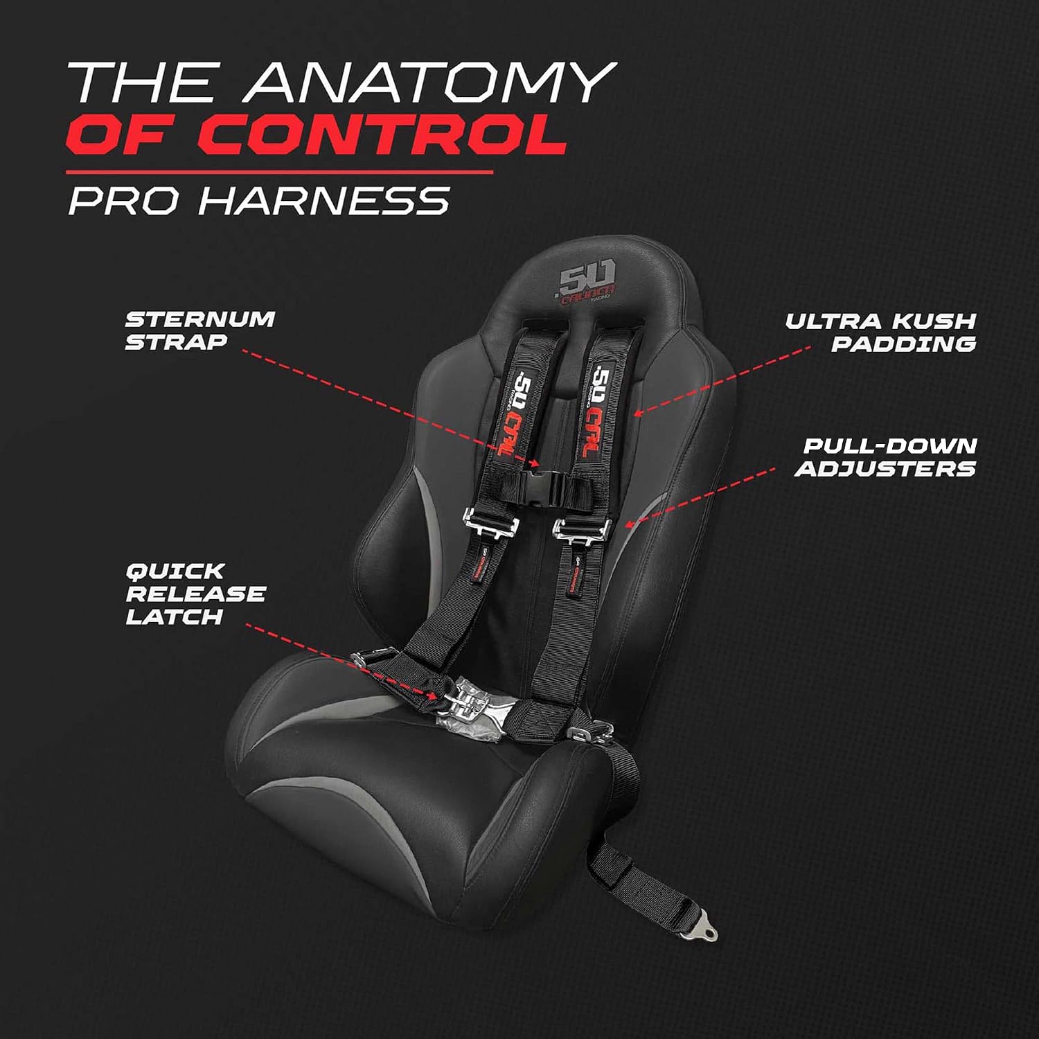 1pc 50 Cal Black 4 Point Harness 2 inch straps, Racing Harness Seat Belt image 3