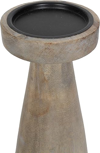 Miniatura 4 de Juego de 3 portavelas de madera de mango, 12 pulgadas, 10 pulgadas, 8 pulgadas de altura (gris lavado)