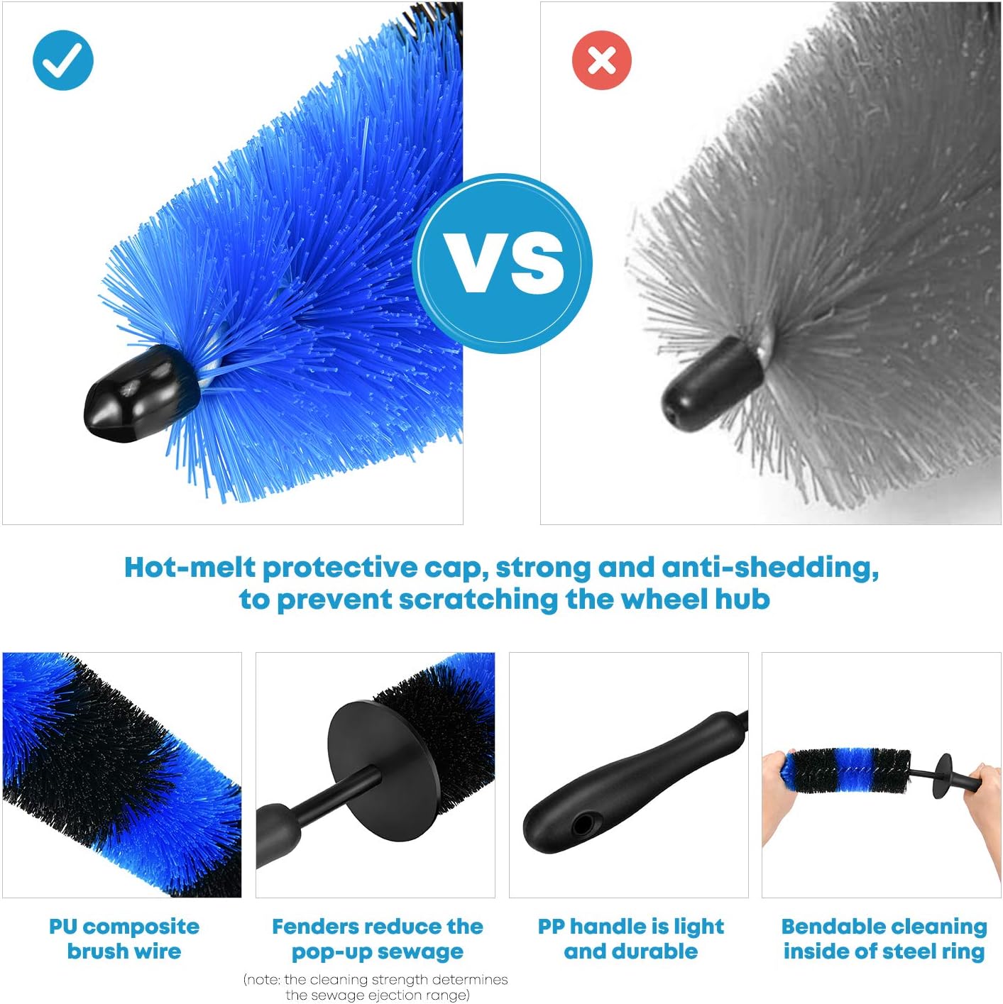 Kohree 9Pcs Wheel Tire Brush Set for Cleaning Wheels, Detail Car Wash Wheel Cleaner Rim Brushes Kit for Washing Tires Vehicle Auto Engine