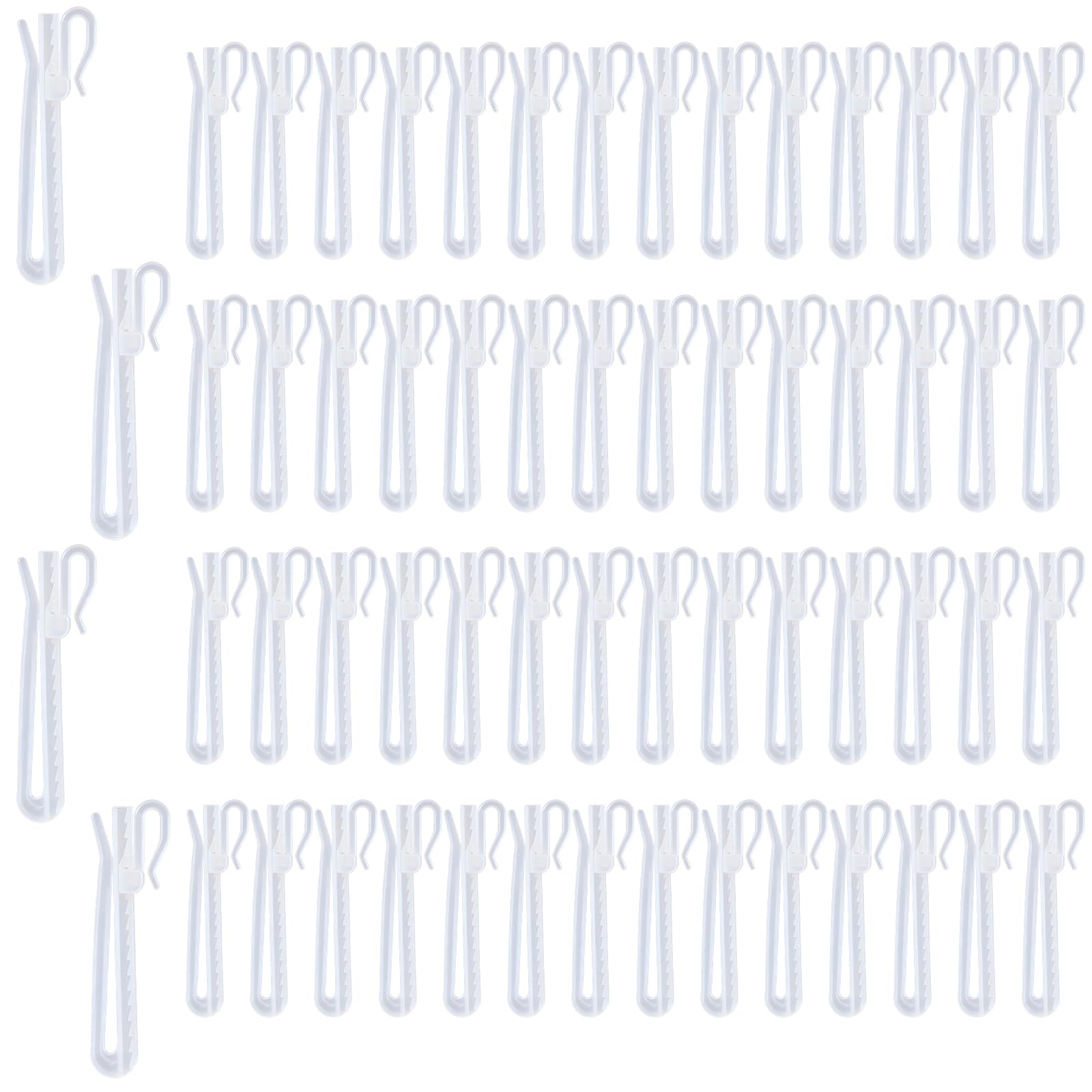 Photo 1 of Plastic Curtain Hooks, Adjustable Pinch Pleat Hooks, Ratchet System Pinch Pleat Curtain Hooks for Window Curtain, Door Curtain and Shower Curtain (60PCS)