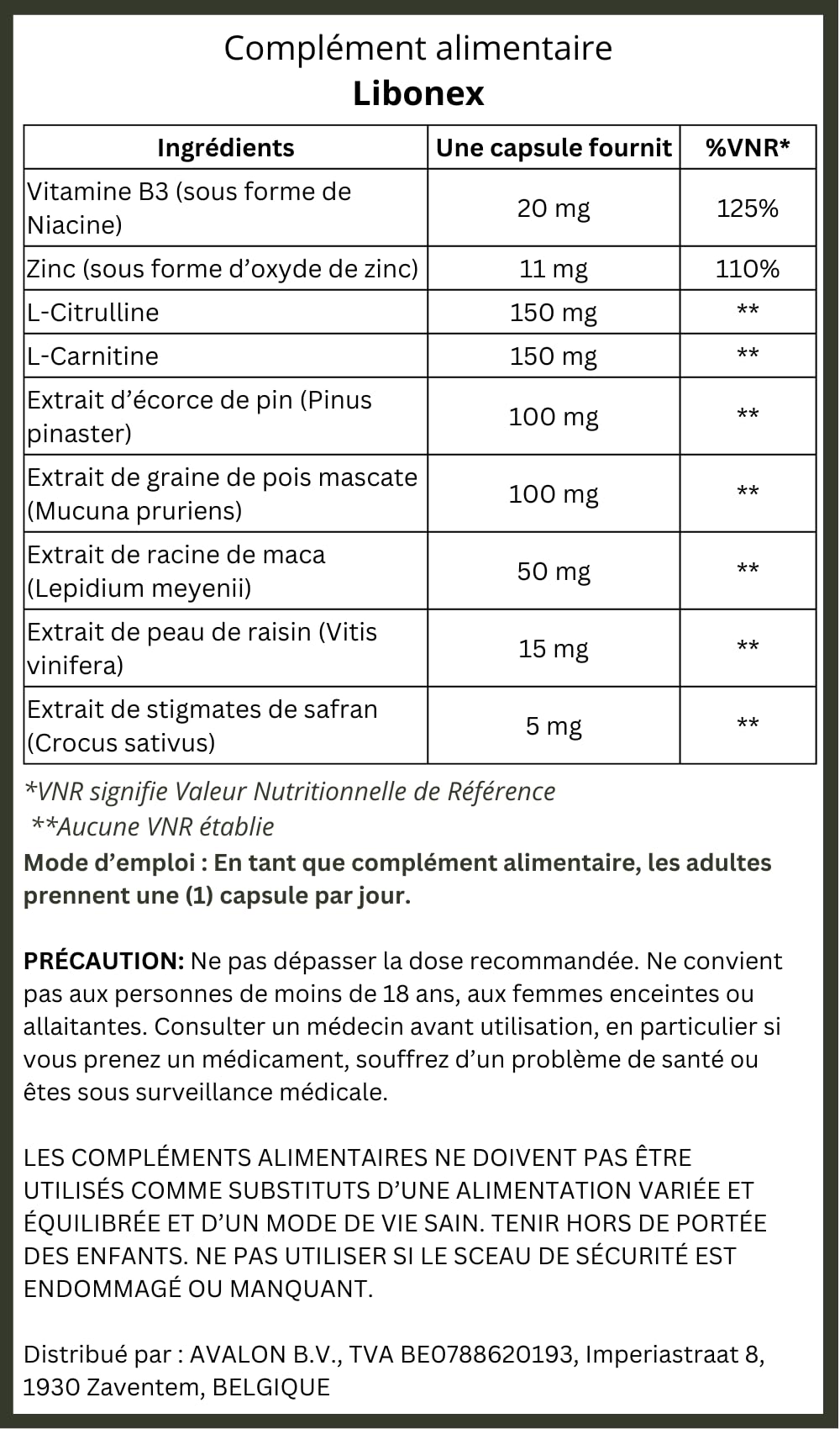 LIBONEX perform Nahrungsergänzungsmittel mit L-Citrullin, Maca, 30 Kapseln