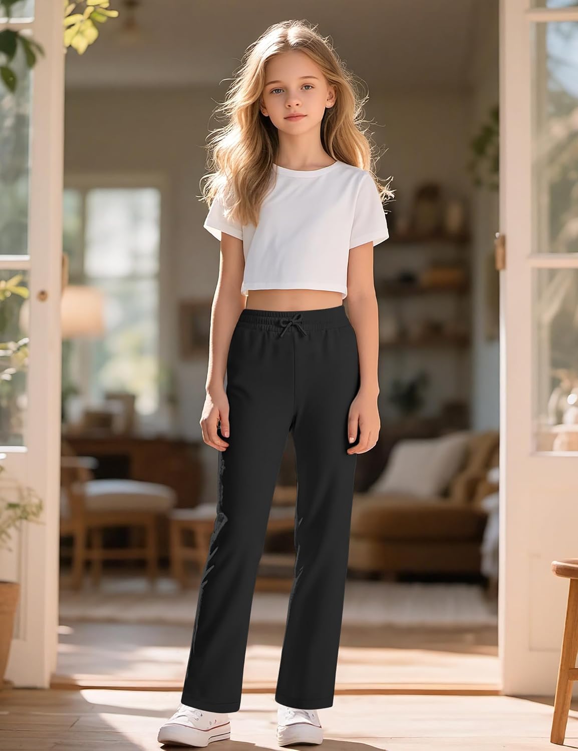 Girls Sweatpants Straight Leg French Terry Joggers Baggy Sweatpants for Teen Girls Size 7-14Y - Image 3