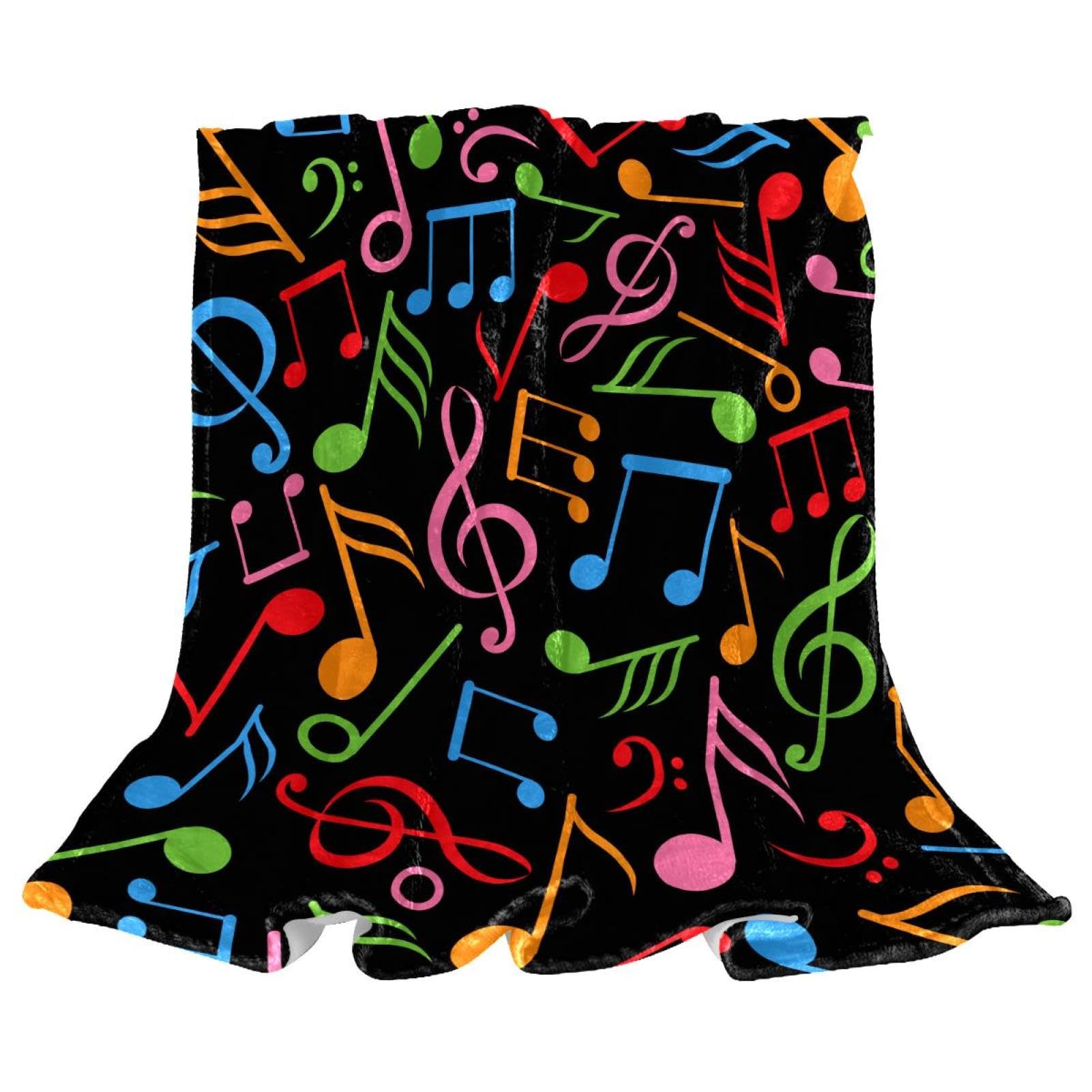 Couverture polaire note de musique colorée 150x100cm pour lit et canapé