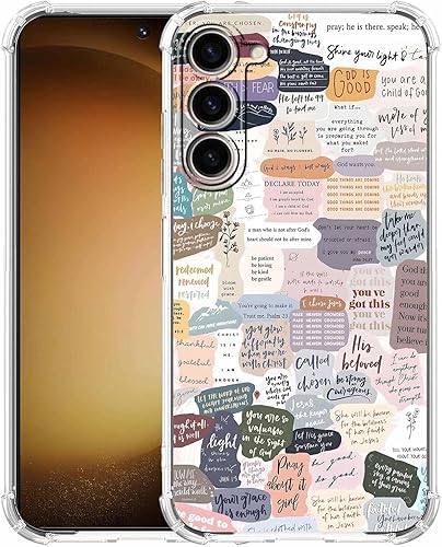 Funda con versículos bíblicos para Samsung Galaxy S23 Plus, patrón de collage de citas de Jesús cristiano para cristianos, funda protectora de TPU