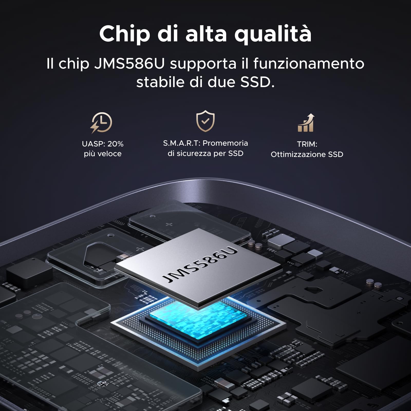 UGREEN Stazione di docking M.2 NVMe 20 Gbps, USB 3.2 Gen 2 Custodia SSD NVMe Dual Bay per SSD PCIe M/MB Key Supporto clonazione fuori linea, UASP, Trim e S.M.A.R.T.