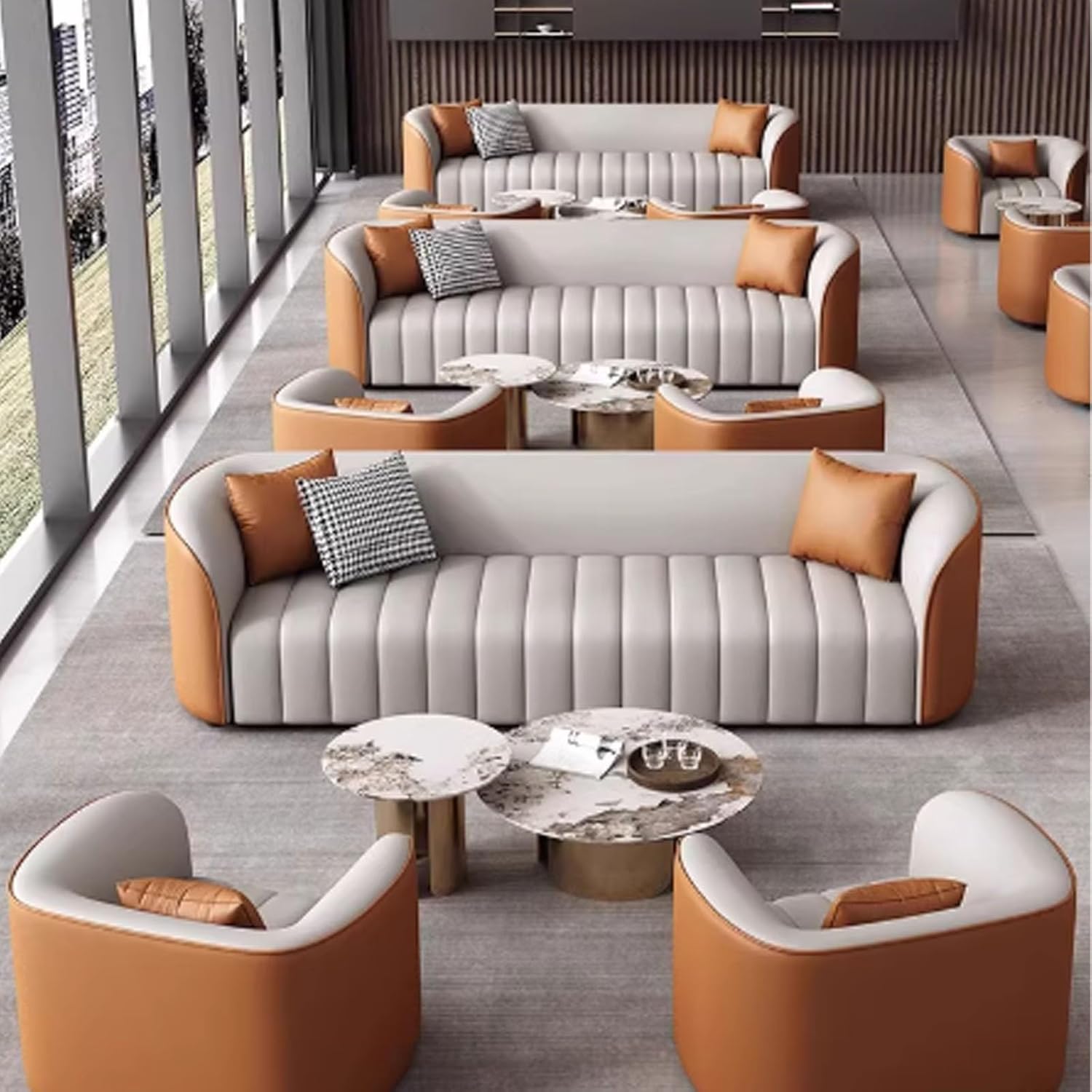 Negotiation and Reception Sofa Set, Three-Person Business Rest Area Sofa Set in The Hotel Lobby Hall, VIP Reception and Sales Office(A6)