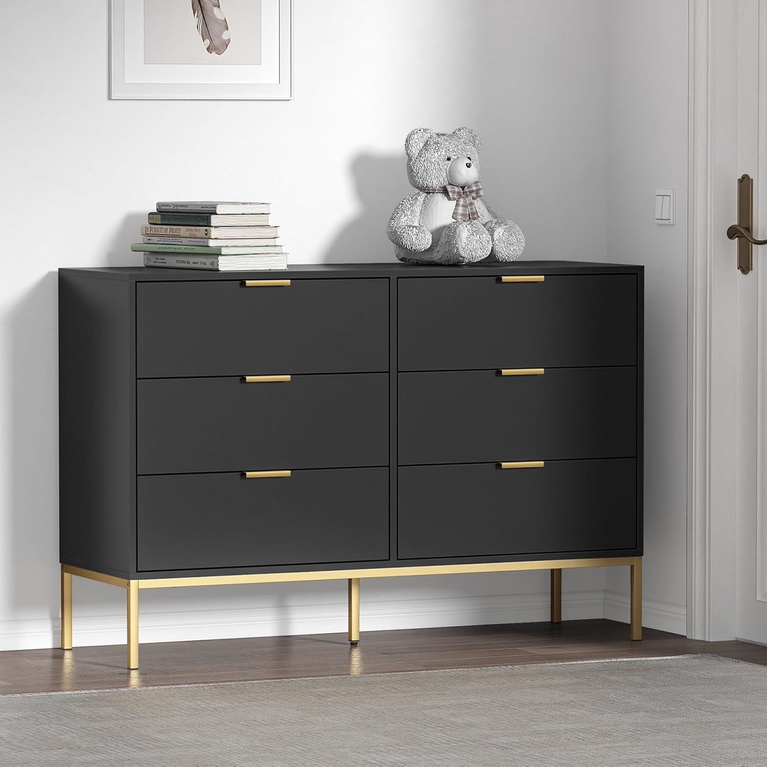 Dresser placed in a hallway or entryway