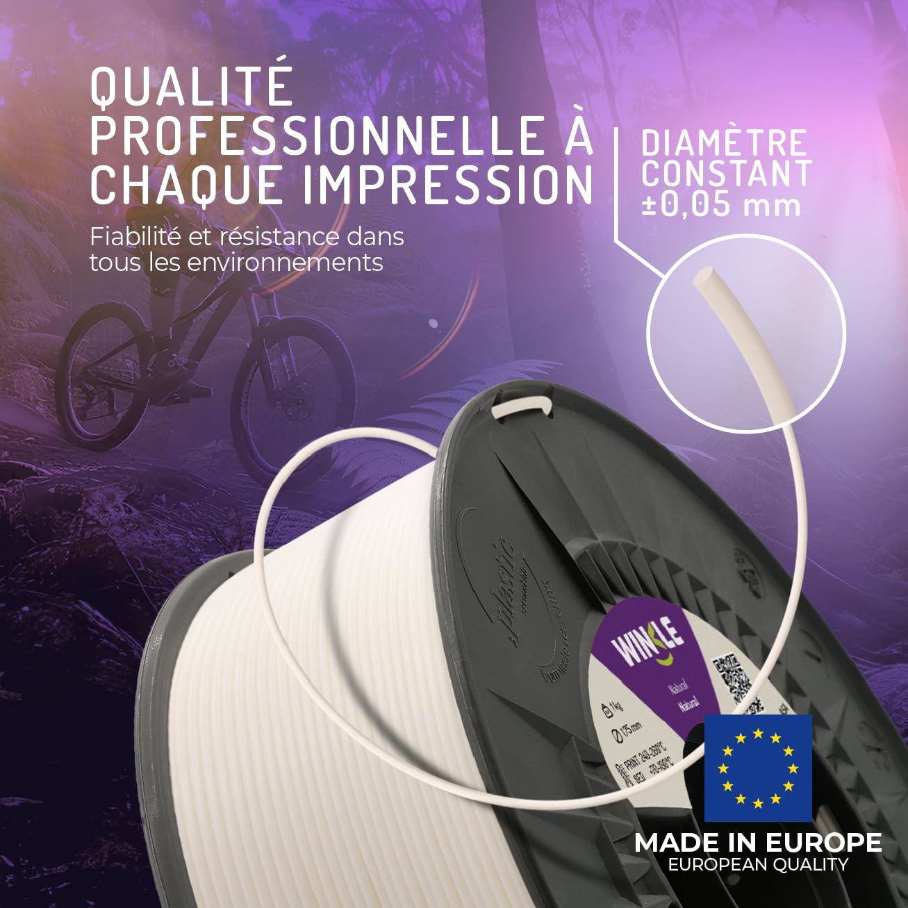 WINKLE Filament ASA 1.75mm Naturel 1kg, Filament Imprimante 3D | Précision Dimensionnelle +/- 0.03mm, Matériaux d'impression 3D en Filament pour Impression 3D, Résistant aux UV