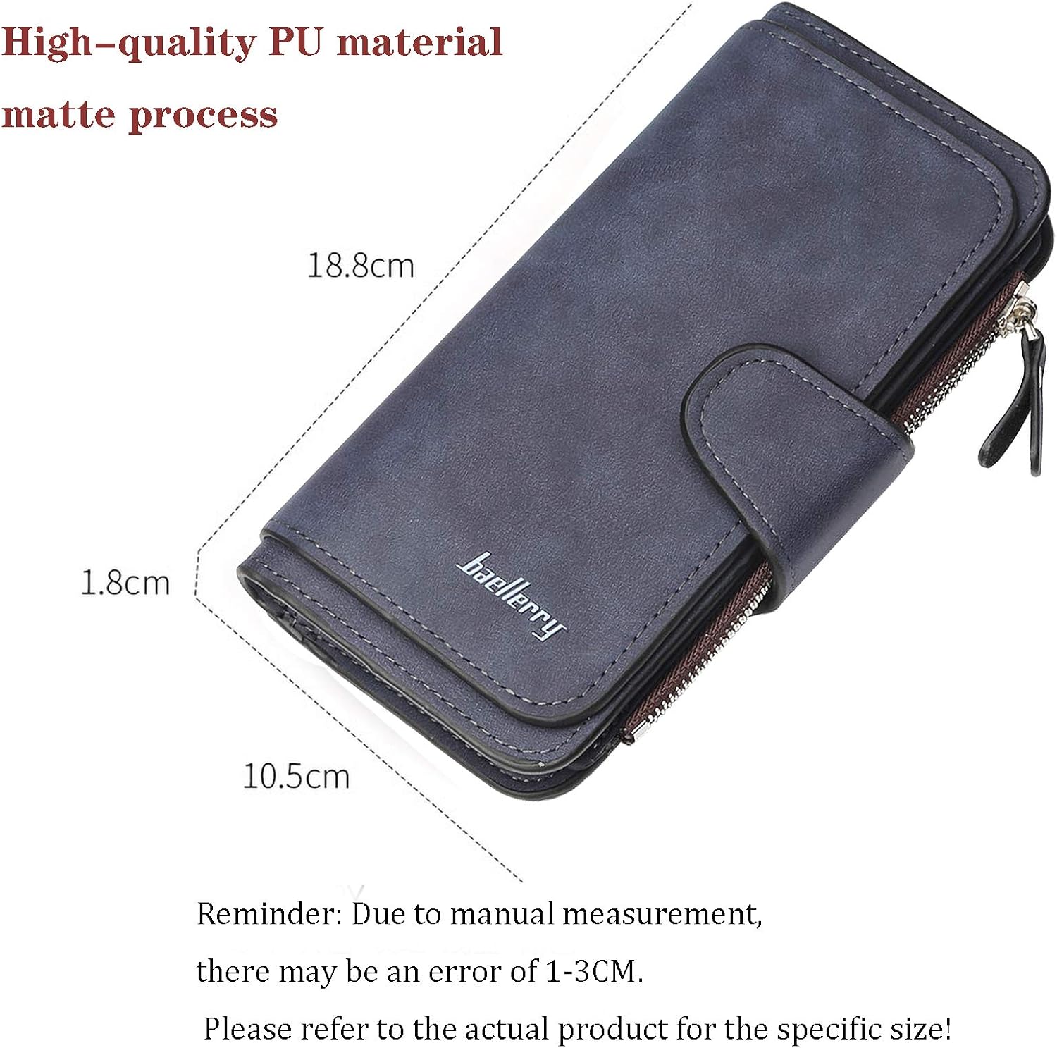 ZhengYue Ladies Purse Women's Wallet RFID Blocking-Soft Leather Purses for Women with Multiple Card Slots,Coin Pocket & Roomy Compartment Dark Blue - Image 3