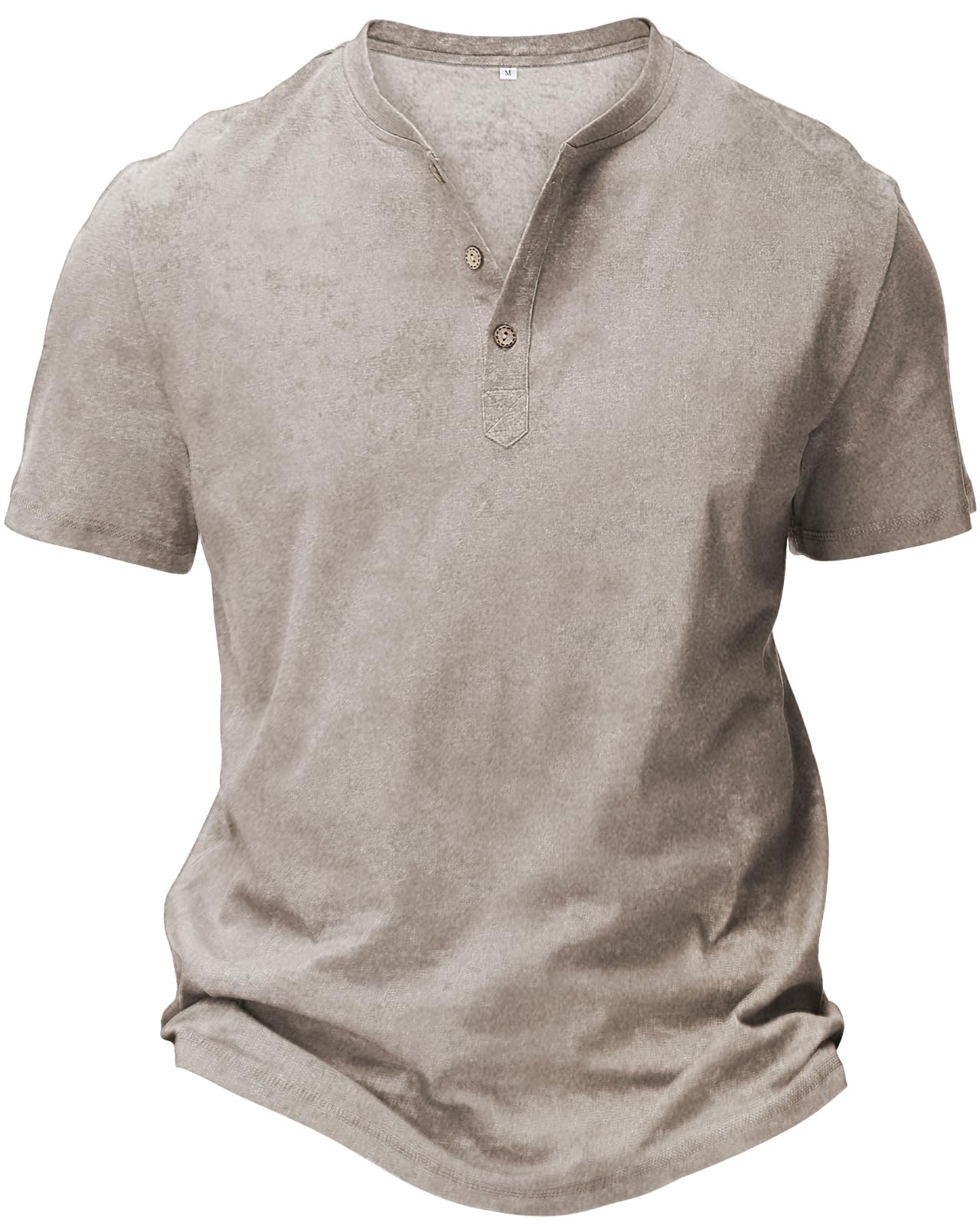 HMIYA Hemd Herren 100% Baumwolle Vintage Henley Shirt Kurzarm T-Shirts für Herren Sommerhemd Beiläufig Männer