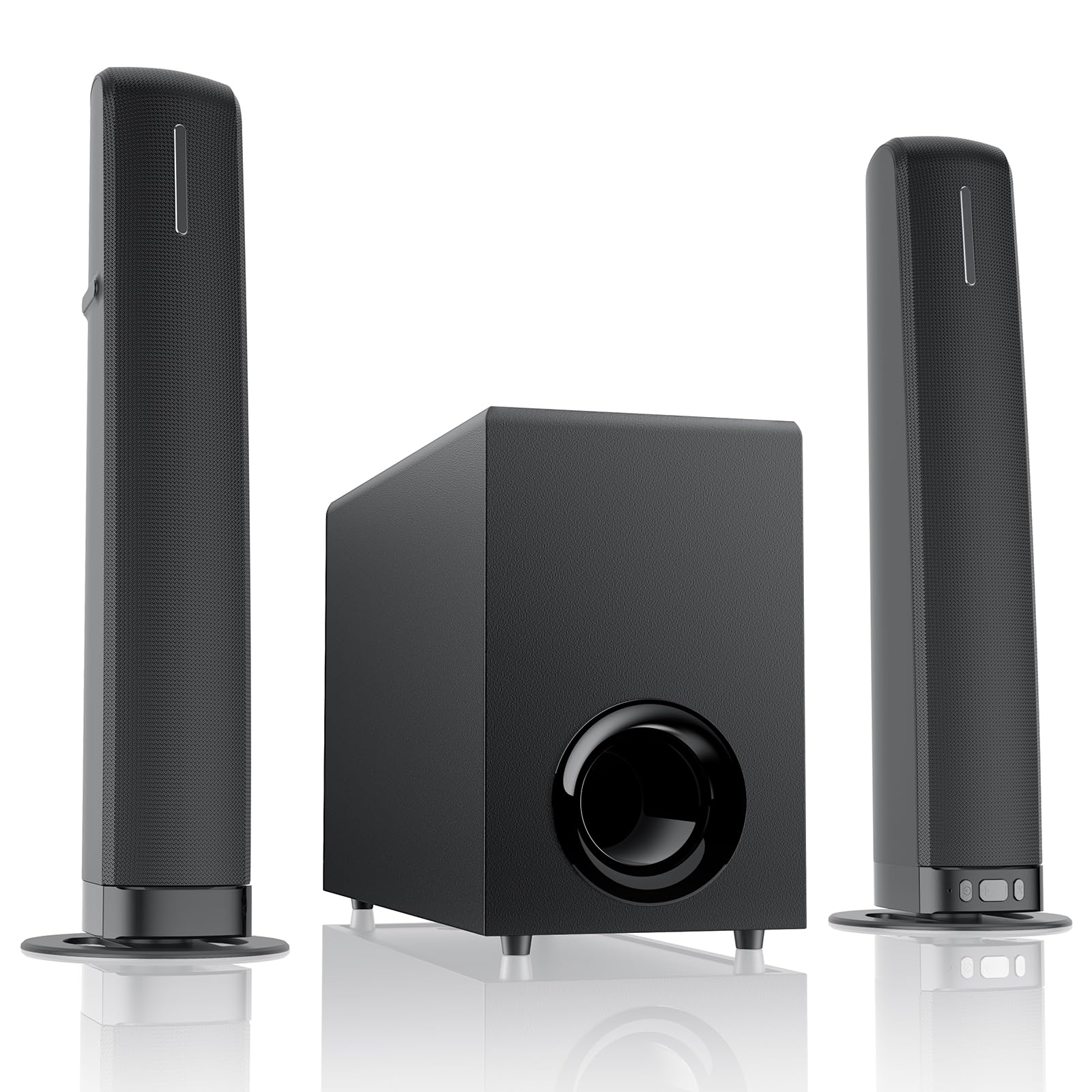 Sound Bar with Subwoofer, 110W Sound Bar for Smart TV with Adjustable Deep Bass & Volume Boost & 3 EQ Modes, Bluetooth/ARC/Opt/AUX, Detachable Soundbar for TV/PC/Gaming/Projector