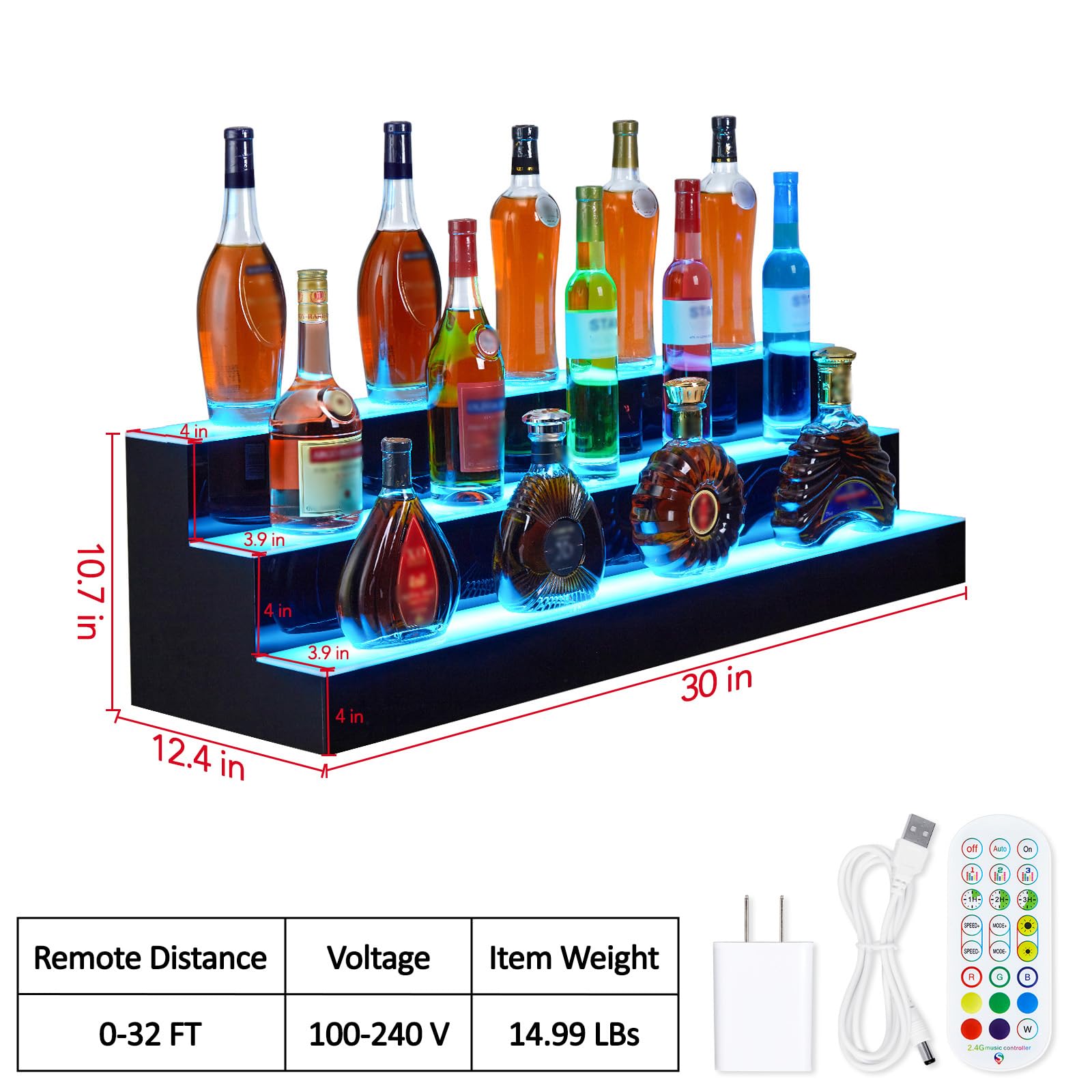 Amazon.com: GarveeTech LED Lighted Liquor Bottle Display Shelf, 3